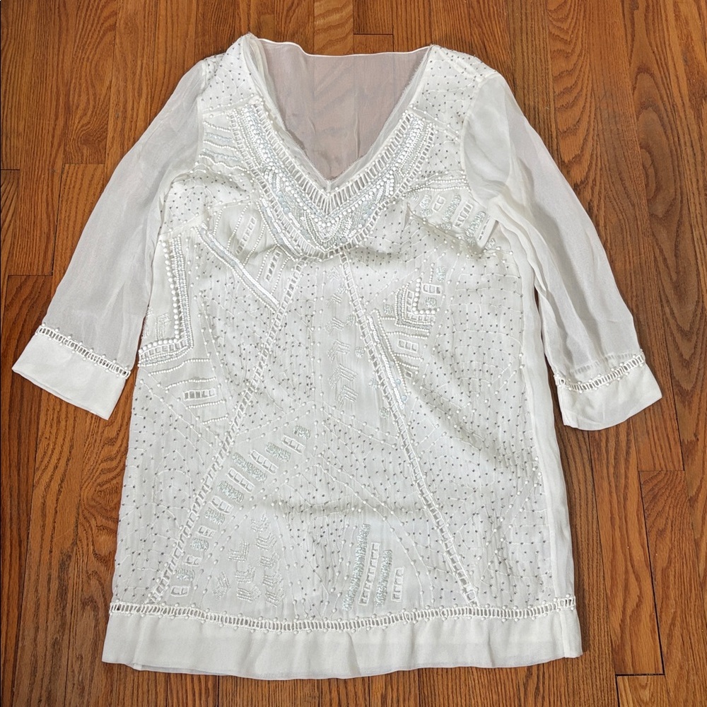 French Connection Beaded Shift Dress White size 12